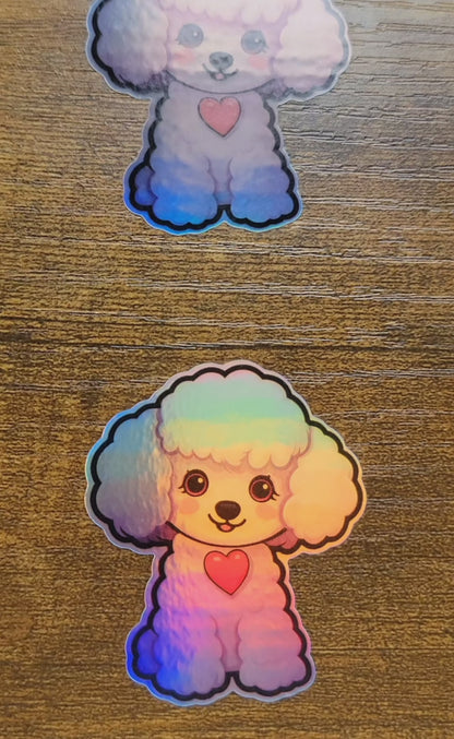Poodle dog Holographic sticker