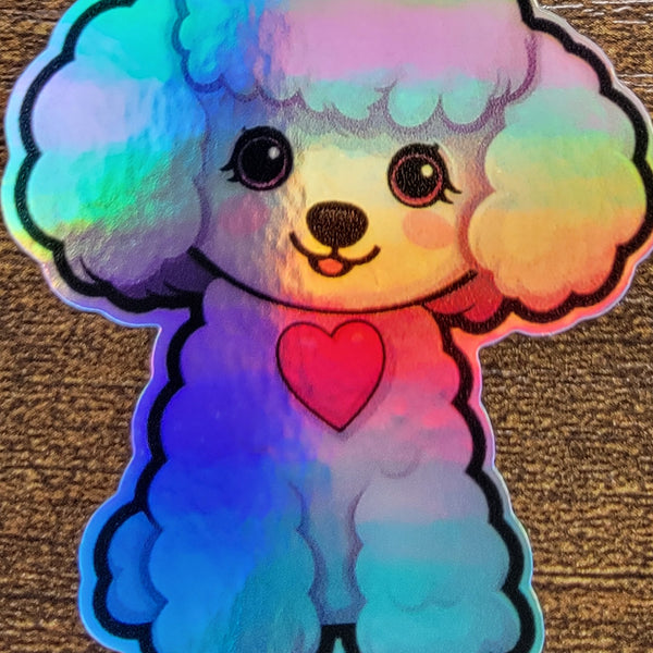 Poodle dog Holographic sticker