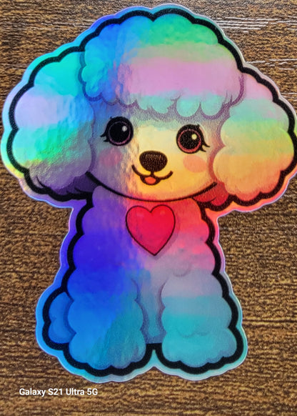 Poodle dog Holographic sticker